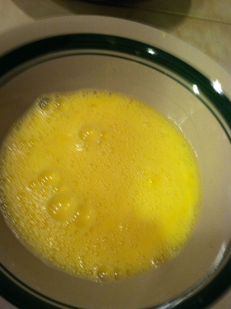 Beat the eggs, I like to add a little water about 1 tablespoon but you don't have to if you don't want to