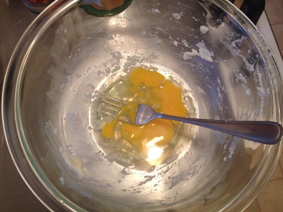 Beat the eggs on your bowl