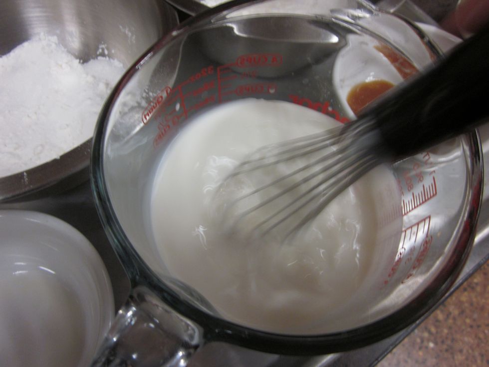 beat the half and half with the egg yolks
