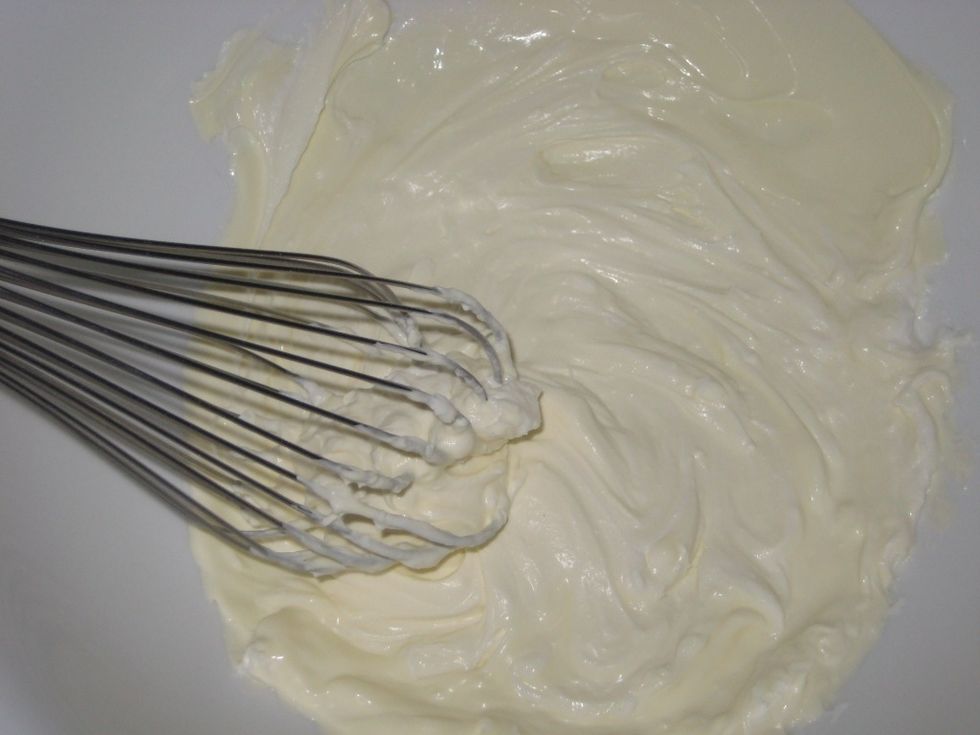 Beat them till creamy and fully mixed.