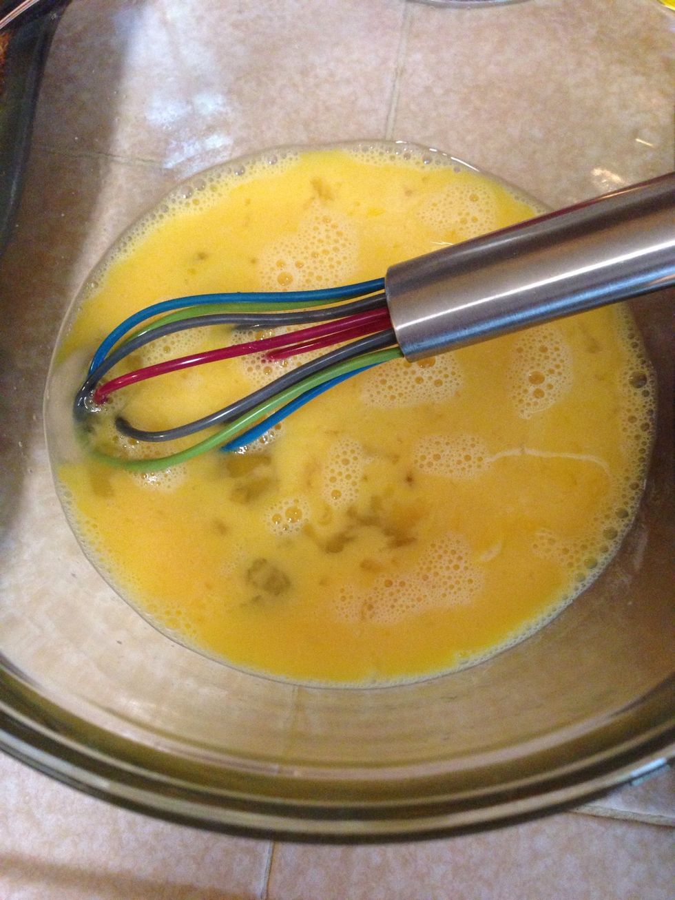 Beat three eggs lightly