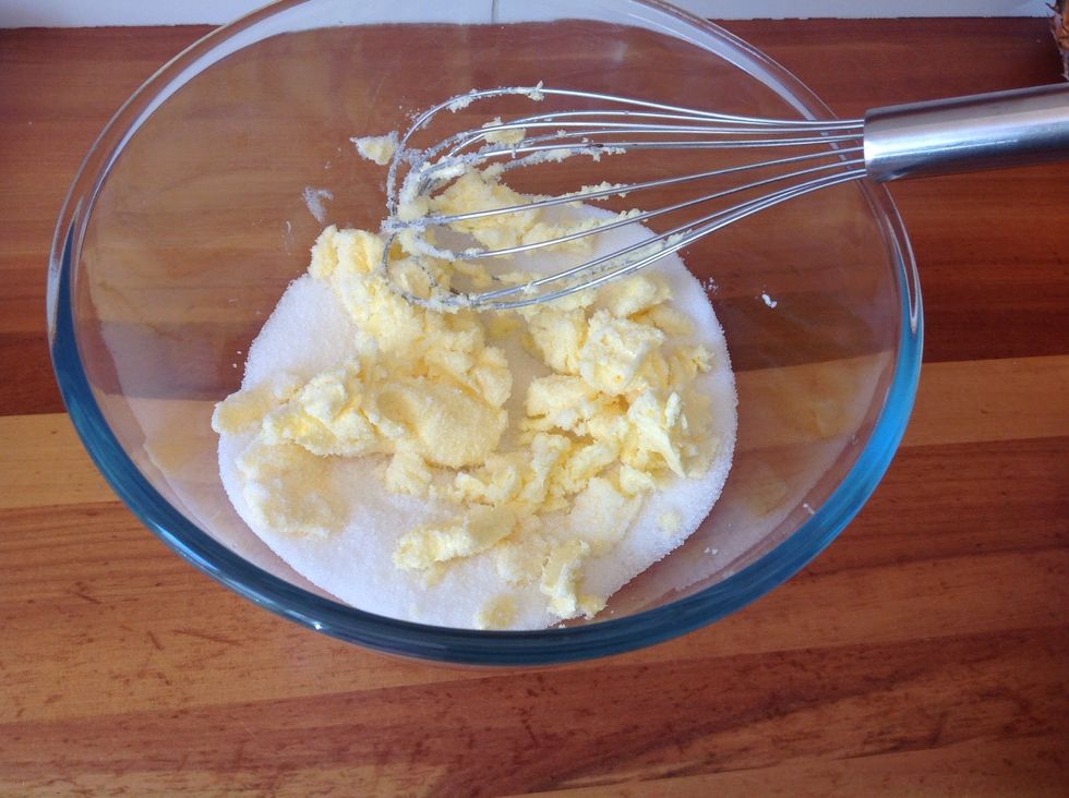 Beat together butter and sugar