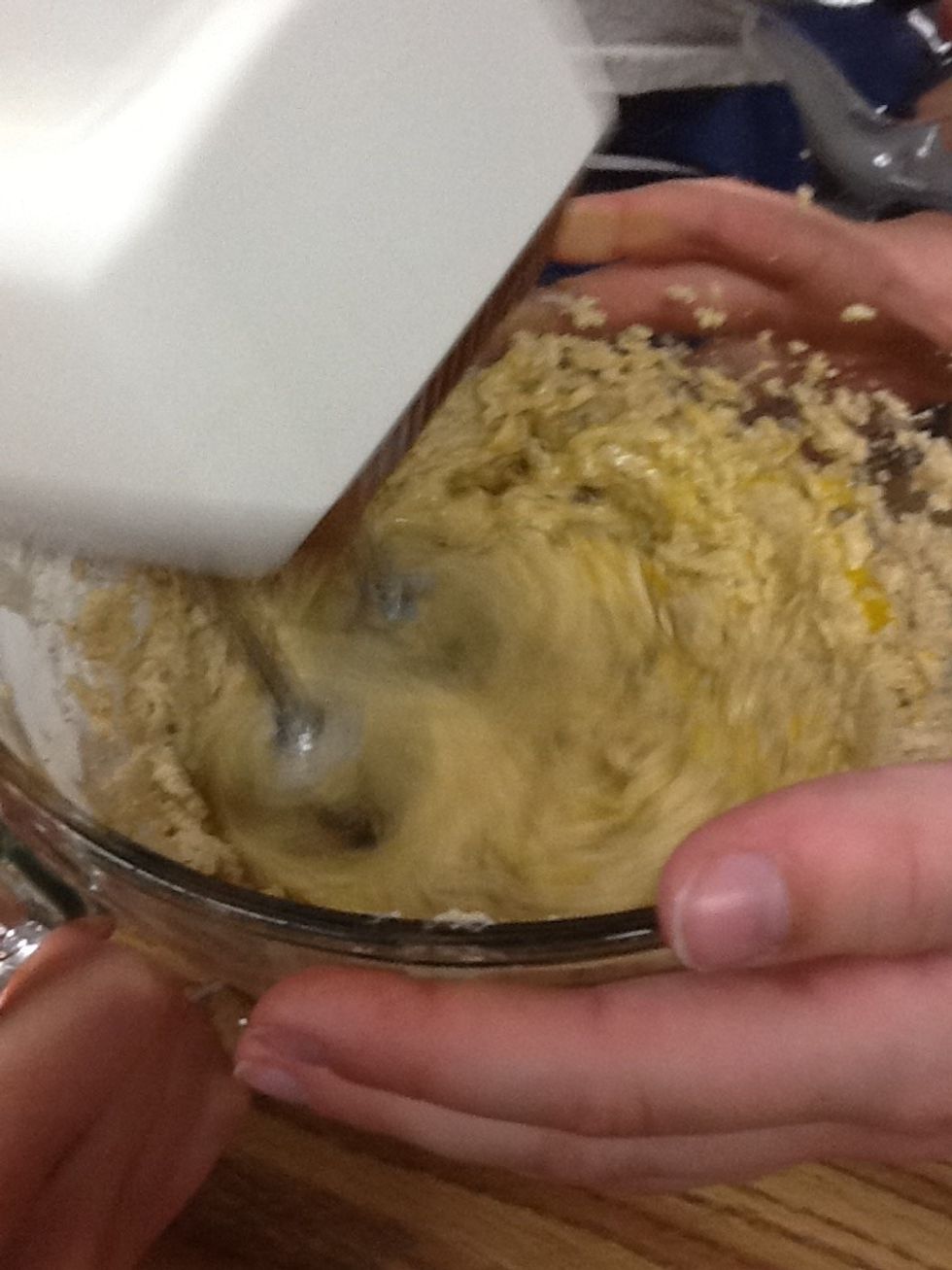 Beat together eggs and vanilla extract in the mixture before.