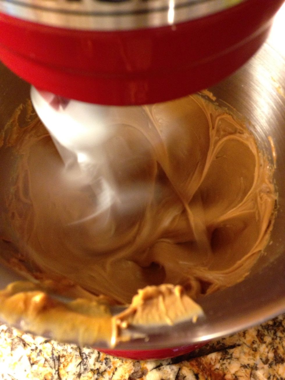 Beat together honey, peanut butter, butter. Add in the egg and egg yolk, then the vanilla.