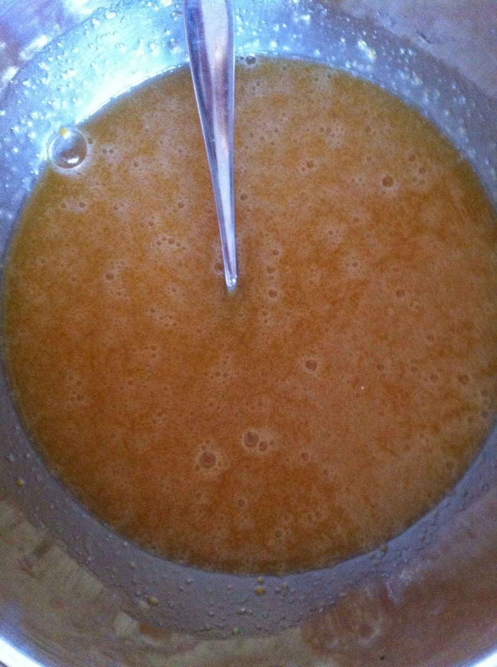 Beat together sugar , brown sugar , salt , vanilla exctract and oil with the eggs until the mixture is smooth.