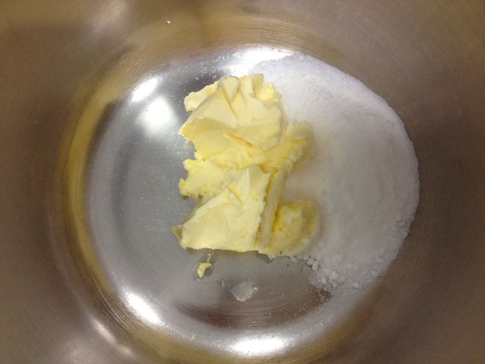 Beat together the butter, sugar and salt.