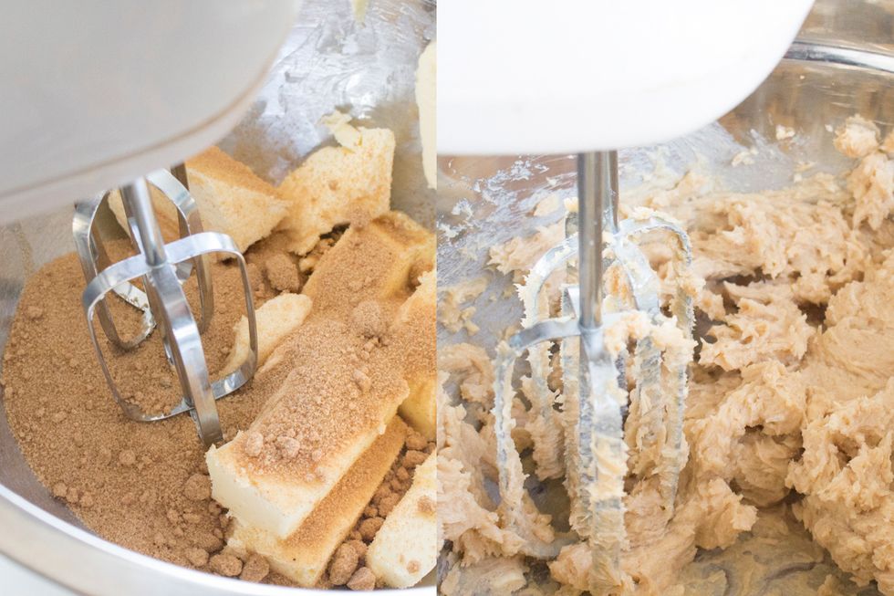 Beat until butter and brown sugar together until well mixed.