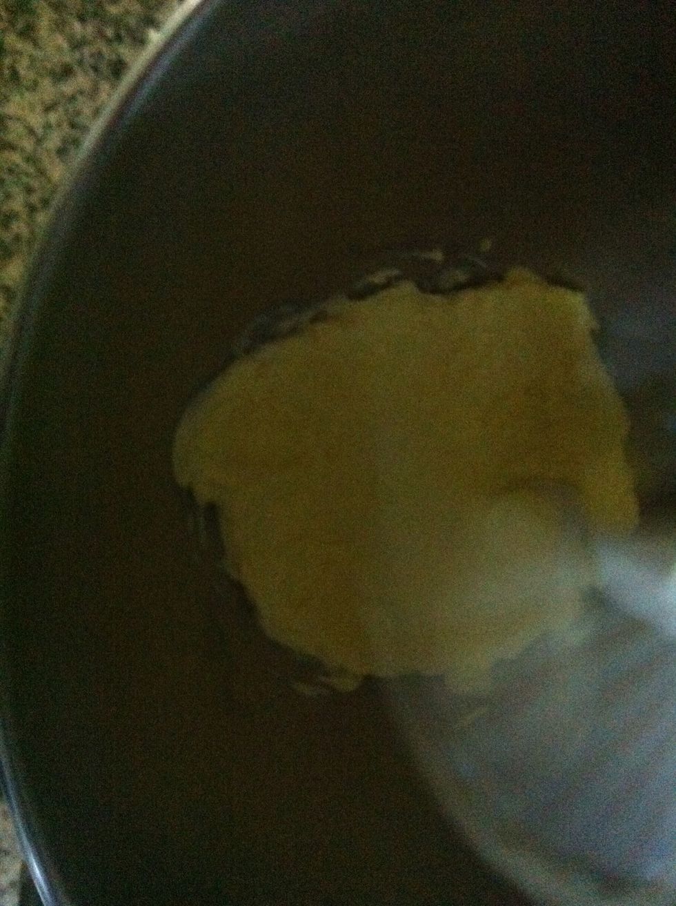 Beat until creamy and light. Use a medium speed setting and scrape down the sides of the bowl every now and then.