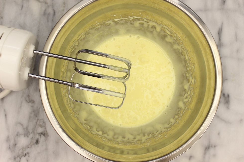 Beat until the colour is pale/light yellow. So far I'm only half way there.