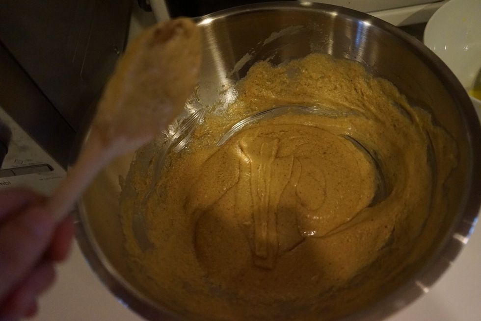Beat until when you wave your wooden spoon you can see ribbon pattern.