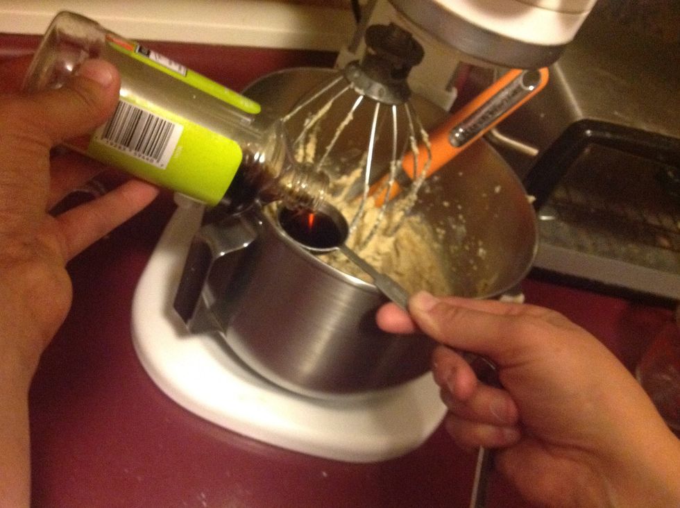 Beat vanilla into the creamed ingredients