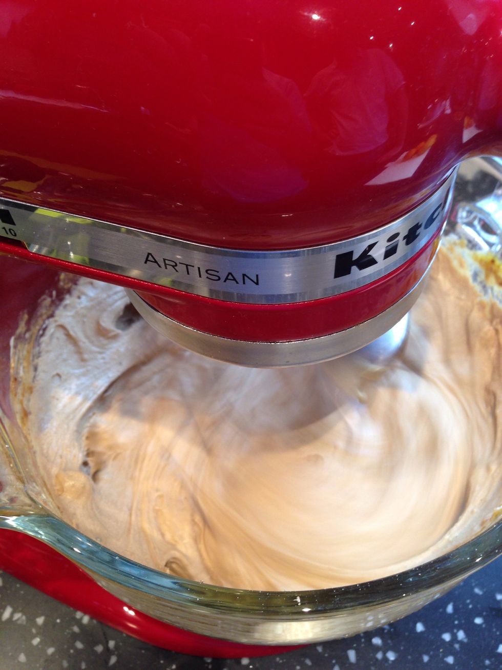 Beat well to mix thoroughly - a Machine is best for this but can be done by hand. You'll certainly develop muscles if you do it that way though!