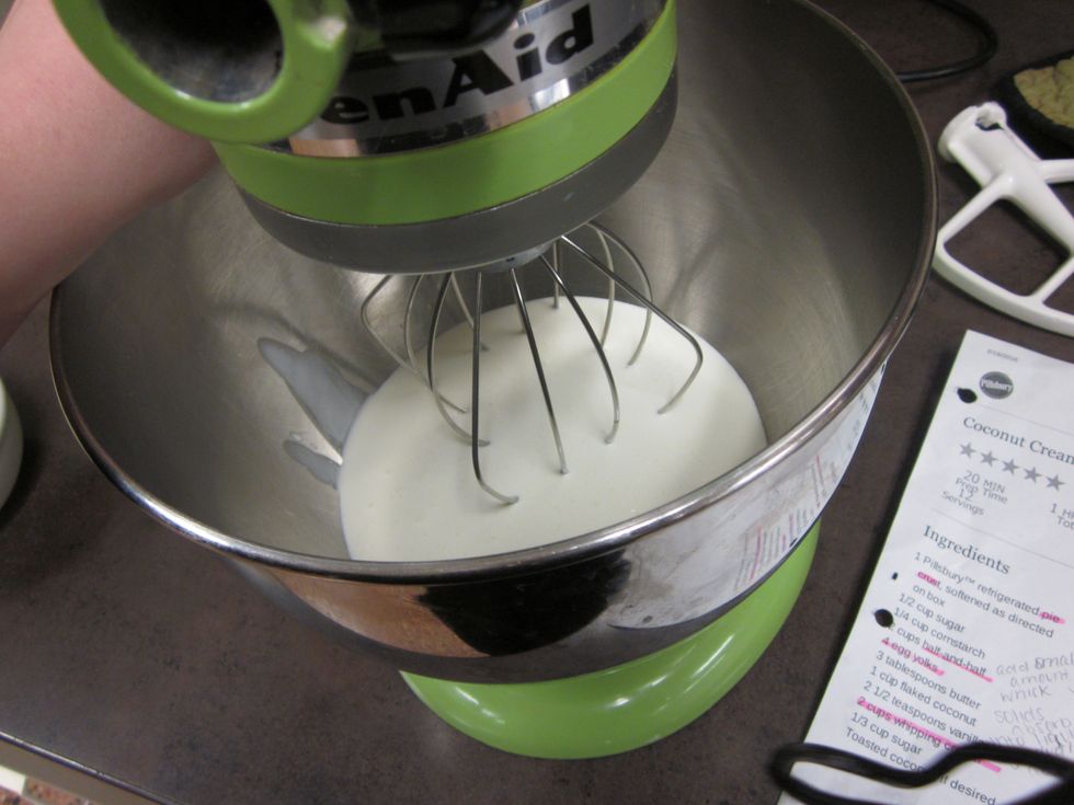 beat whipping cream on high til foamy