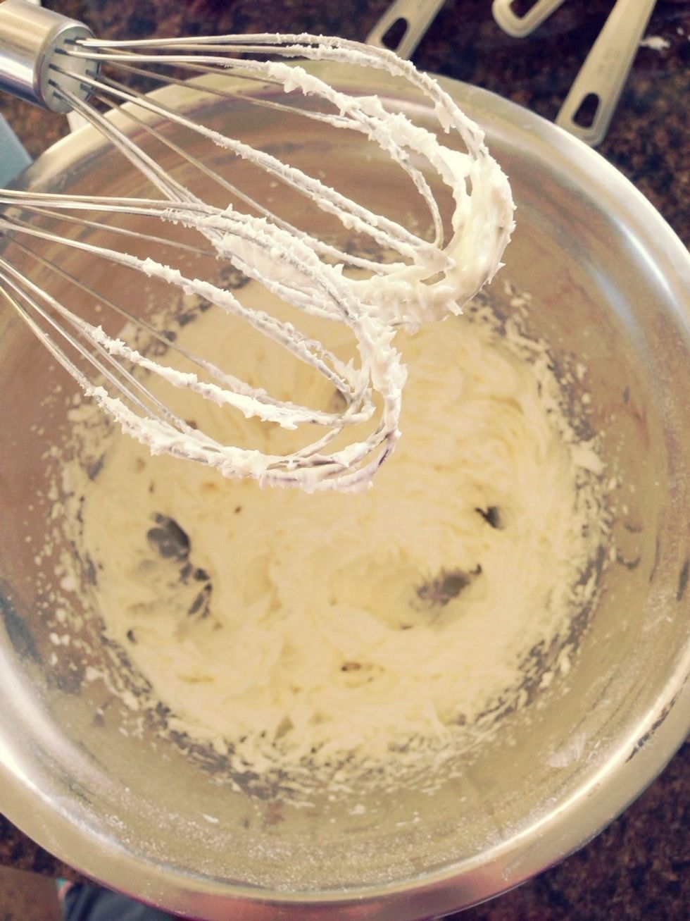 Beat with a mixer at medium speed until light and fluffy.