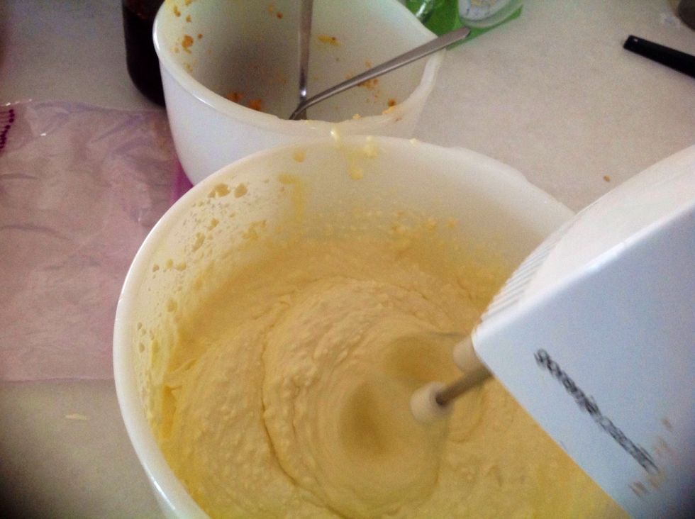 Beat with electric beater till thickened then add half your Barry's in and use a spatular to mix