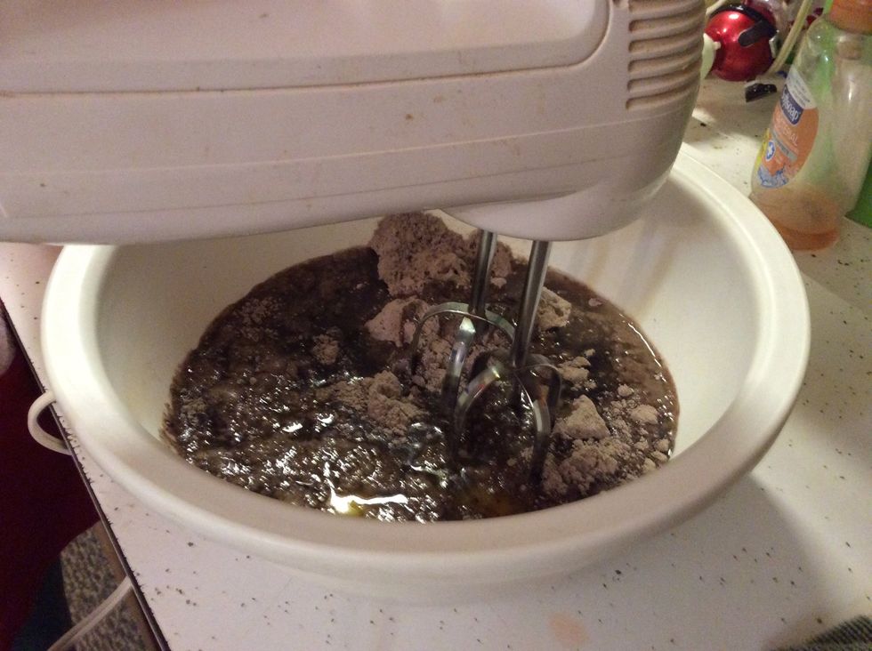 Beat with mix on medium speed for 2 min or if you have a whisk do the same with it