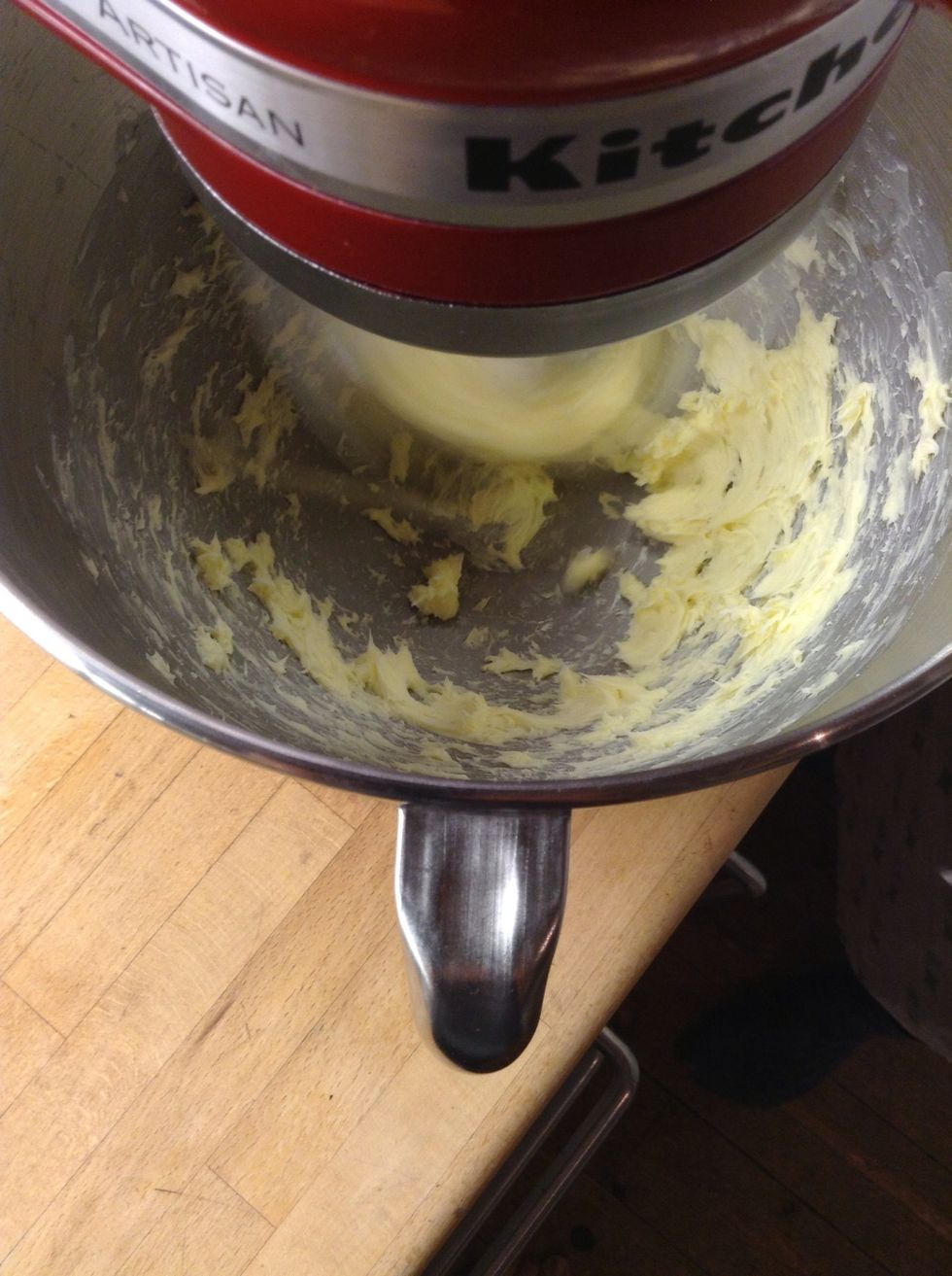 Beat your butter till creamy.
