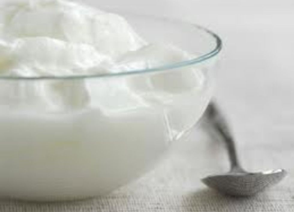 Beat your yogurt and add the chopped onion, cilantro, tomato, green chili & salt to the yogurt. Add water to get it to a sauce consistency