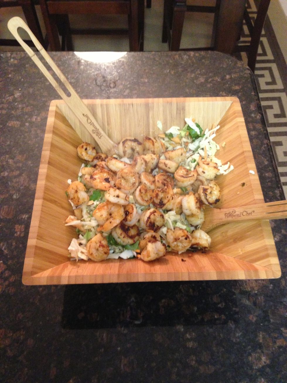 Beautiful Asian Chop Salad with Grilled Shrimp.