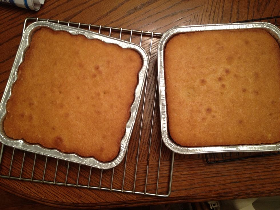 Beautiful! Poke the cake with a toothpick. If nothing sticks your golden! Set aside and let cool!