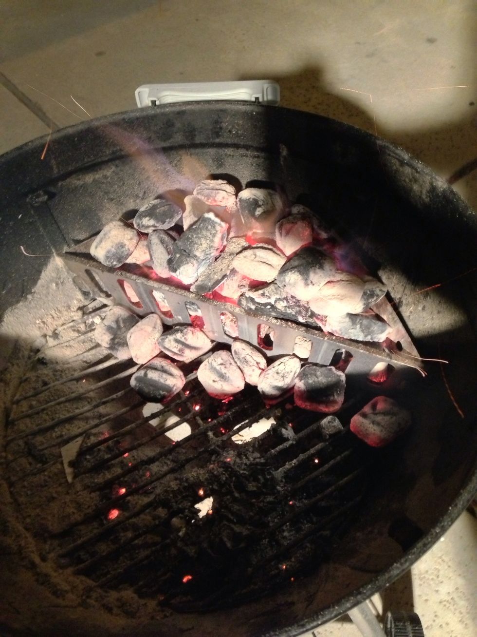 Because we're doing a reverse sear for the most tender steak possible, we need two zones. Indirect heat which we will start with first, then direct heat for later.