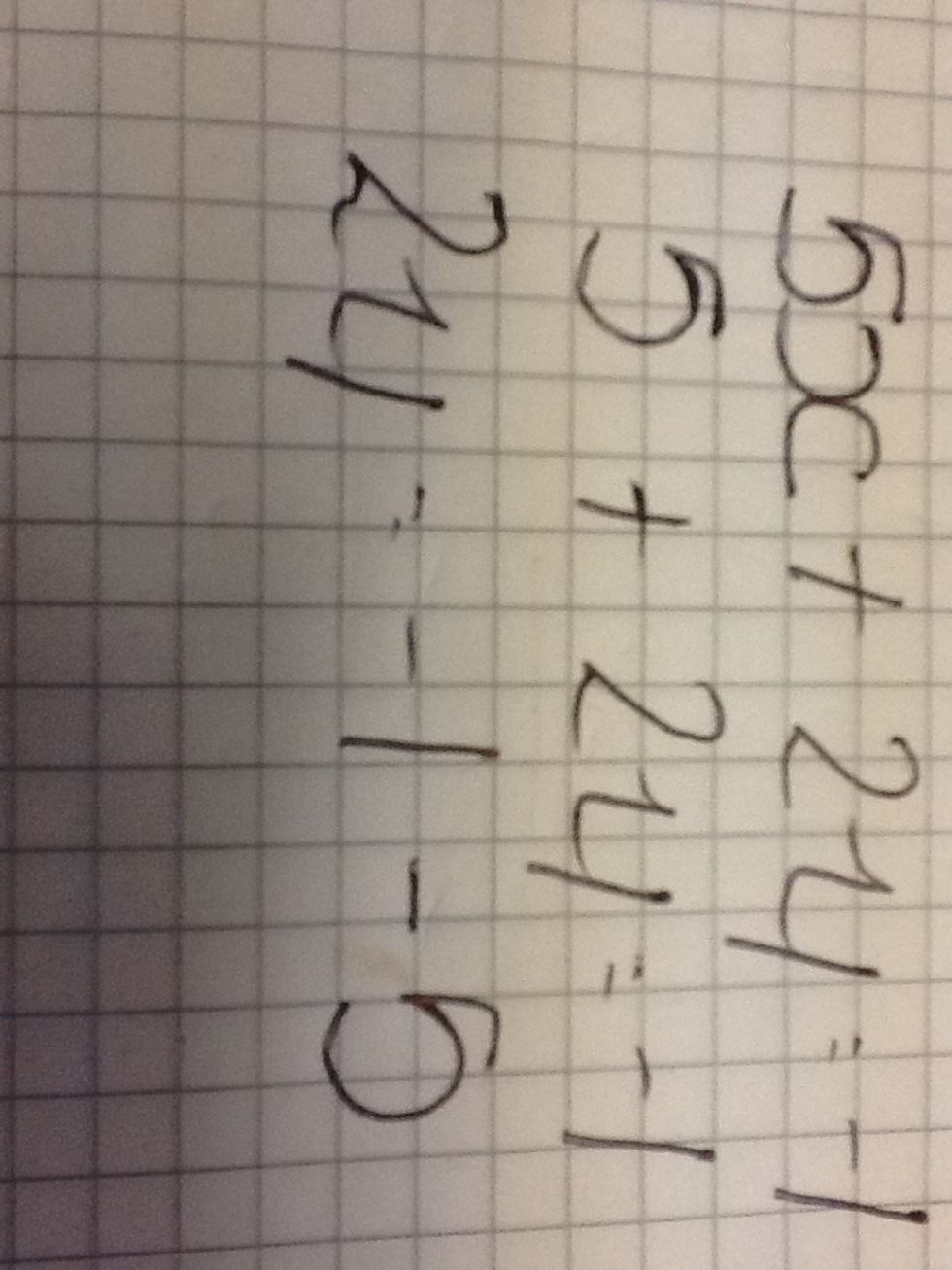 Because we wanted to only know y we moved 5 over the equals sign was was then -5