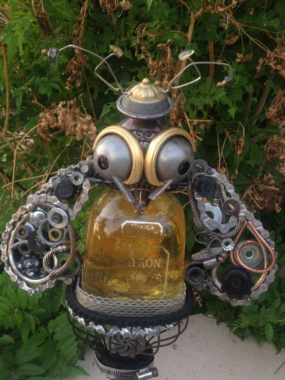 Bee Extraordinary can wear a "collar" or not. This makes her head adjust to create different attitudes. I believe her eyes were once a very large melon baller and earring....not totally sure though