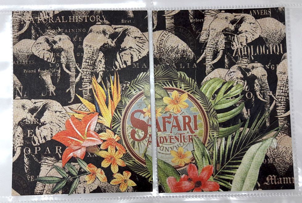 Before attaching the flap to the paper background pieces, take them out of the pockets and embellish.