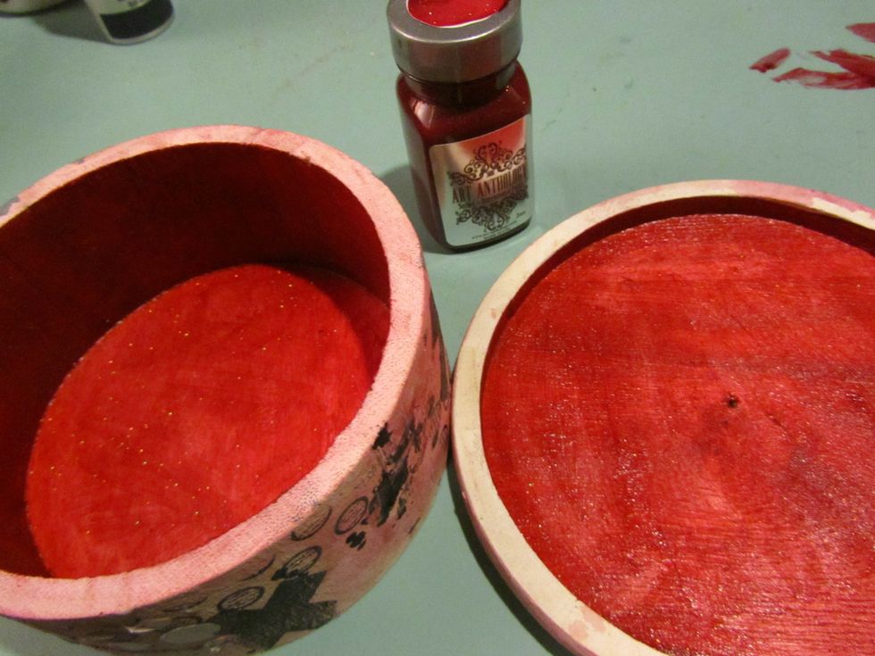 Before I added the knob I painted the inside with Art Anthology Sorbet Red Velvet.