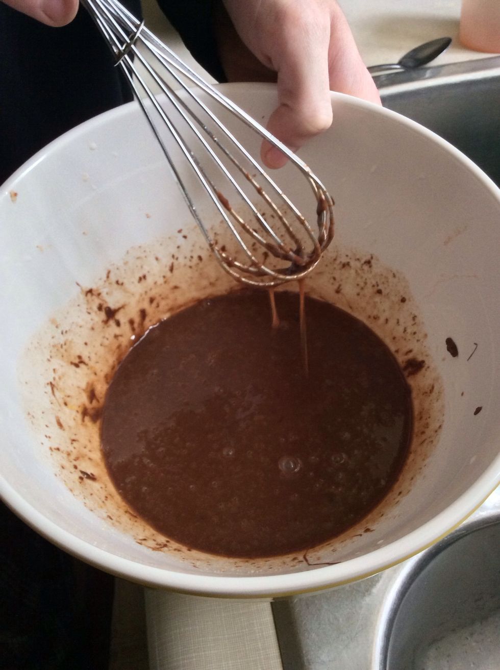 Before mixing the other ingredients, melt both the butter and Nutella and combine. Then whisk in the milk, brown sugar, egg and vanilla extract until smooth consistency.