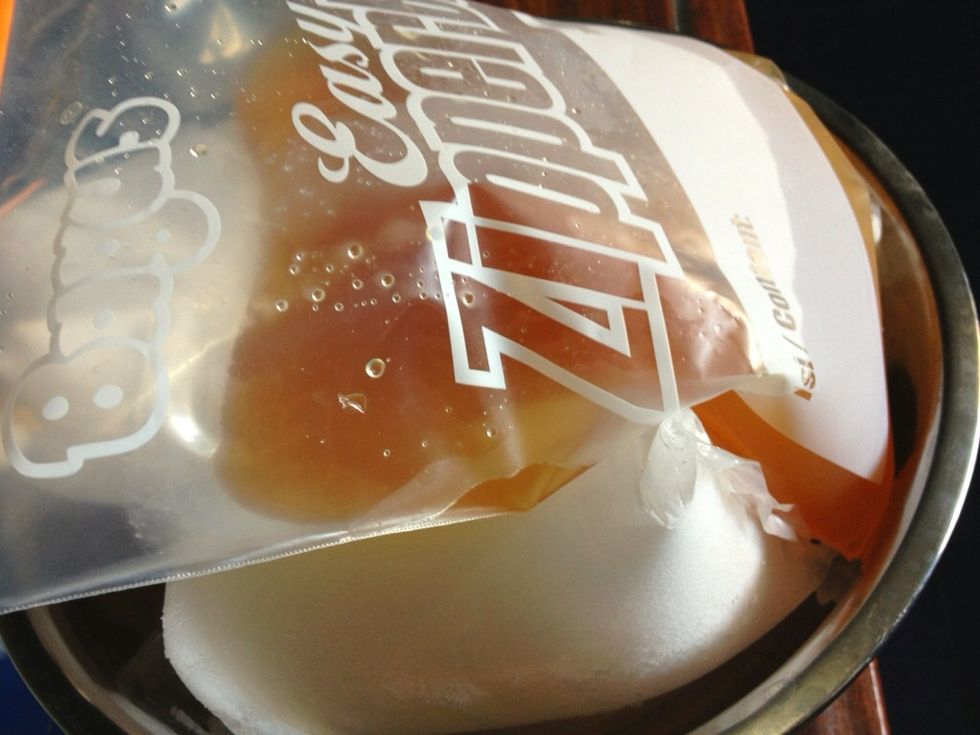 Before processing the sorbet in the ice cream machine, you can chill the syrup over some ice at least 30 mnts .... or ...