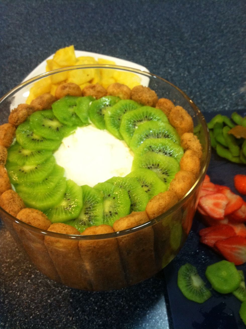 Before serving add colorful fresh fruits on top.