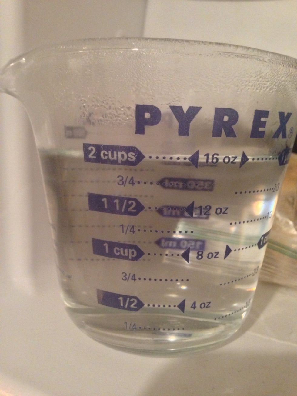 Before starting boil 2 cups of water. Place water in the freezer to allow to cool (30-40 minutes). OR you can used distilled or filtered water instead.