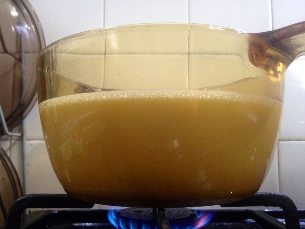 Before sugar gets browned, start boiling milk.