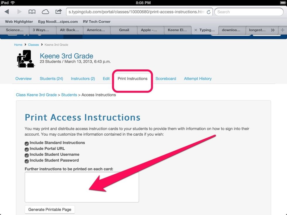 Before taking students to the lab, print off Student instructions for them to take with them.