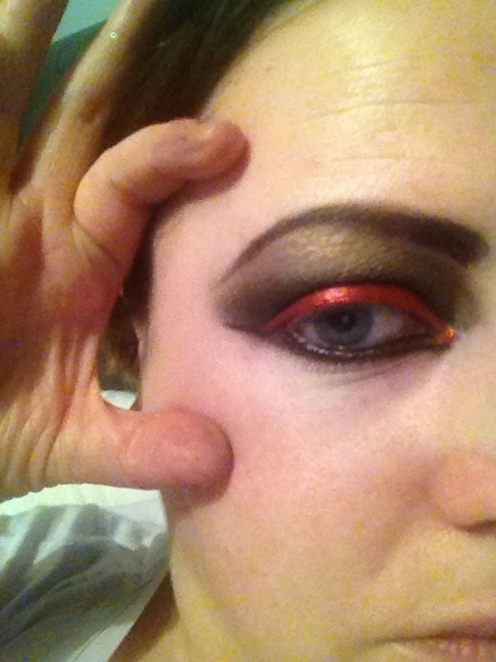 before the glitter goes on you can stop at this point but its Halloween an excuse to go for it x. I've also intensified my brow using black and brown wet shadow a strong look needs a strong brow