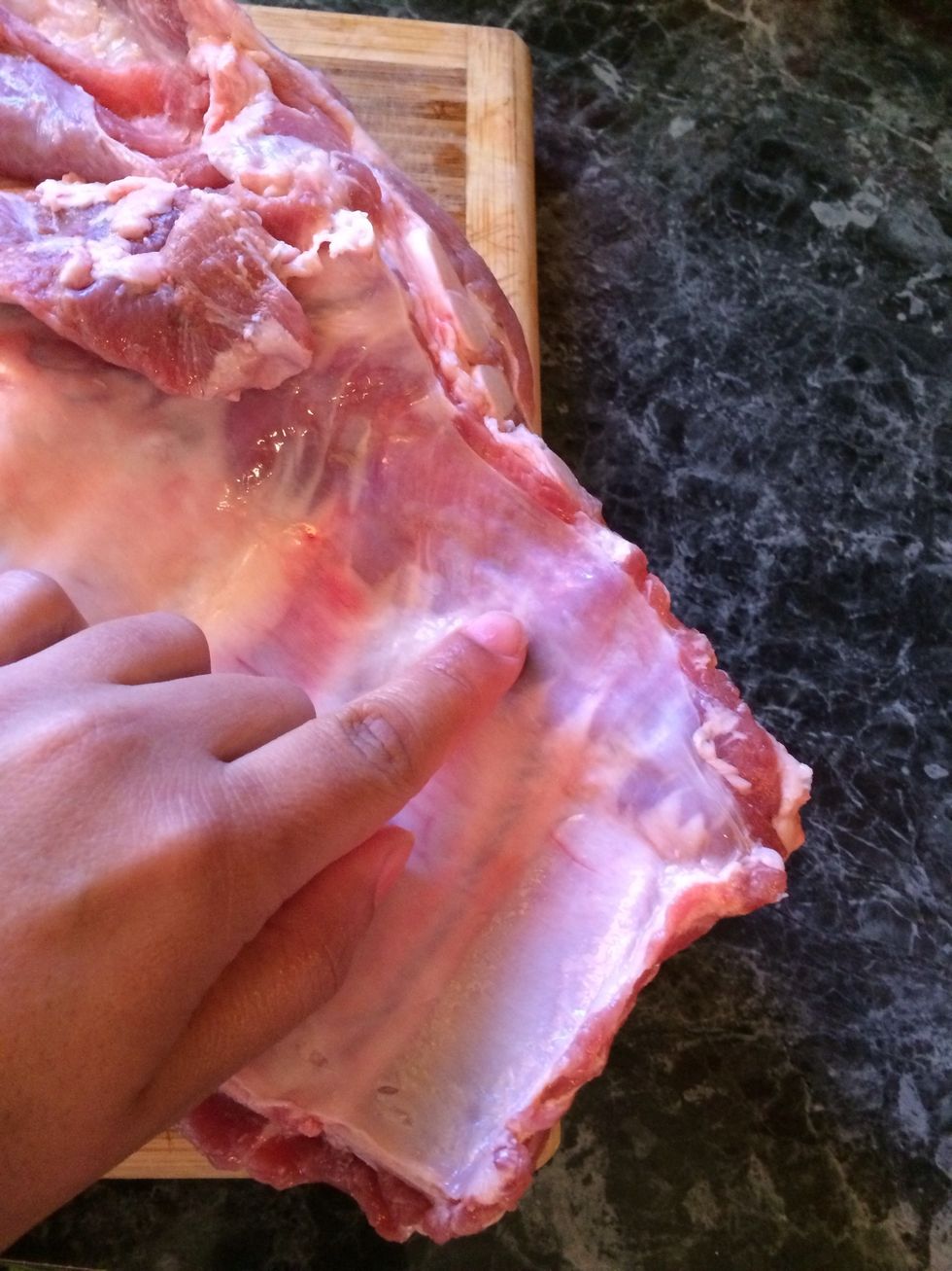 Before we start to season the ribs we need to remove the silvery membrane. If kept on the ribs this part of the rib will be tough and chewy\ud83d\ude23 when cooked. Not to mention the slab will curl.\ud83d\ude29\ud83d\ude31