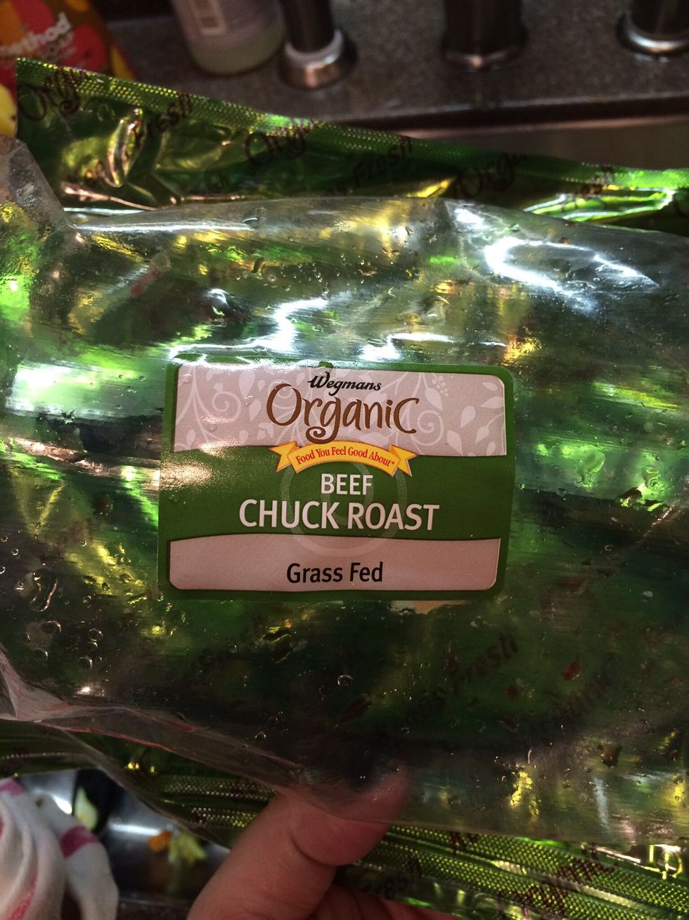 Before you begin, preheat your oven to 300 degrees. The recipe says 275 but I prefer 300. First, I started with a good cut of beef. If I'm going to eat meat, then I want it to be the best!