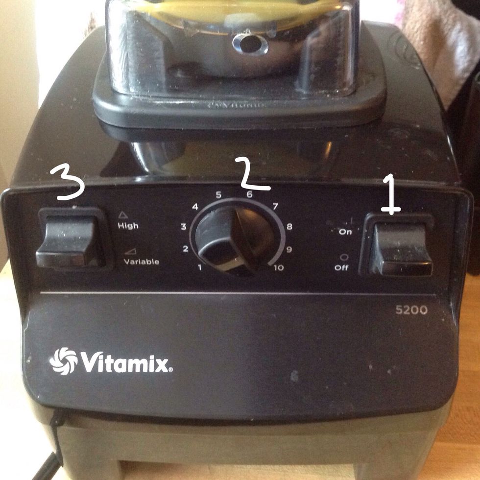 Before you blend you may wan to start with turning on blender,turning the dial all the way to 10,and then moving to pushing HIGH on the blender