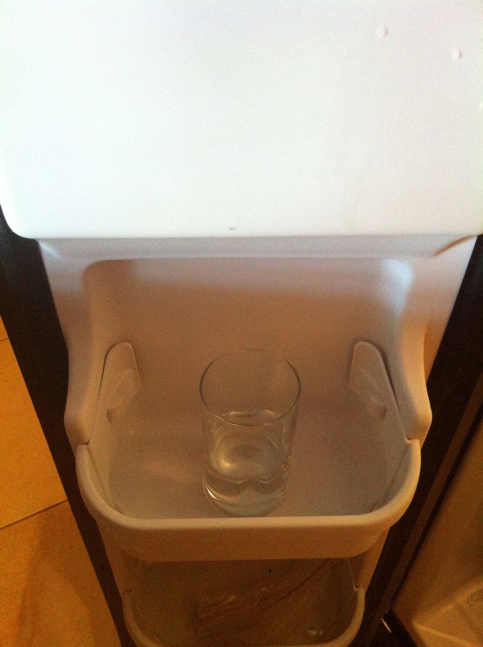 Before you do anything else, start with putting your water in the freezer so it's nice and cold by the time you need it.