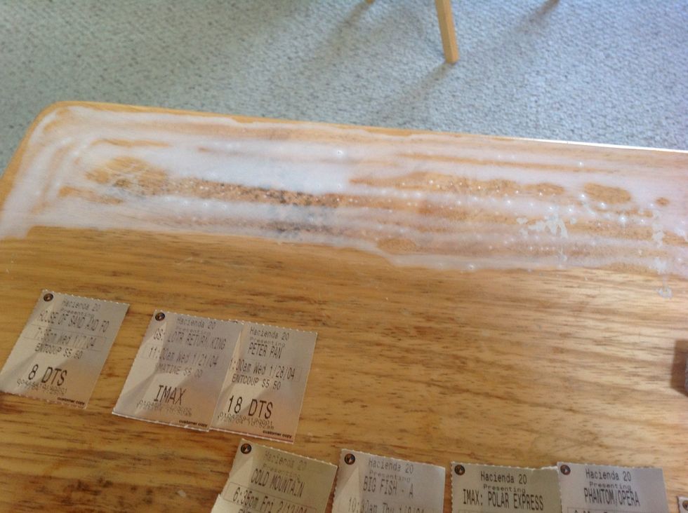 Before you put any glue down, lay out the cards/paper you will be gluing down, so you get an idea how it will all fit. Brush light layer of glue across top of tray. Start lining up your cards/paper.