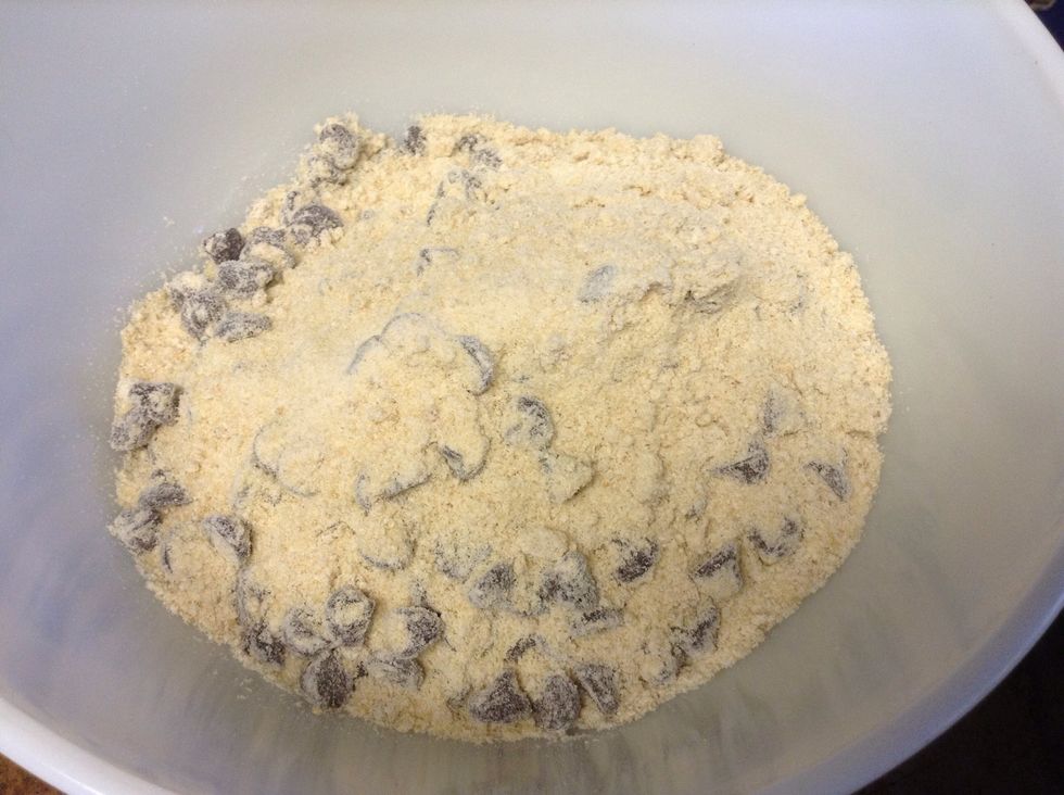 Before you put the dry ingredients in the bowl, preheat the oven to 350