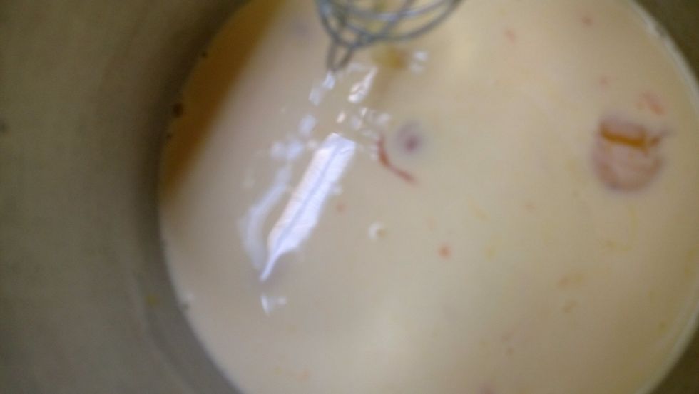 Before you turn on the fire, please make sure you have a whisk ready! You're arms, hands and wrists are gonna get an intense exercising for a few solid minutes.