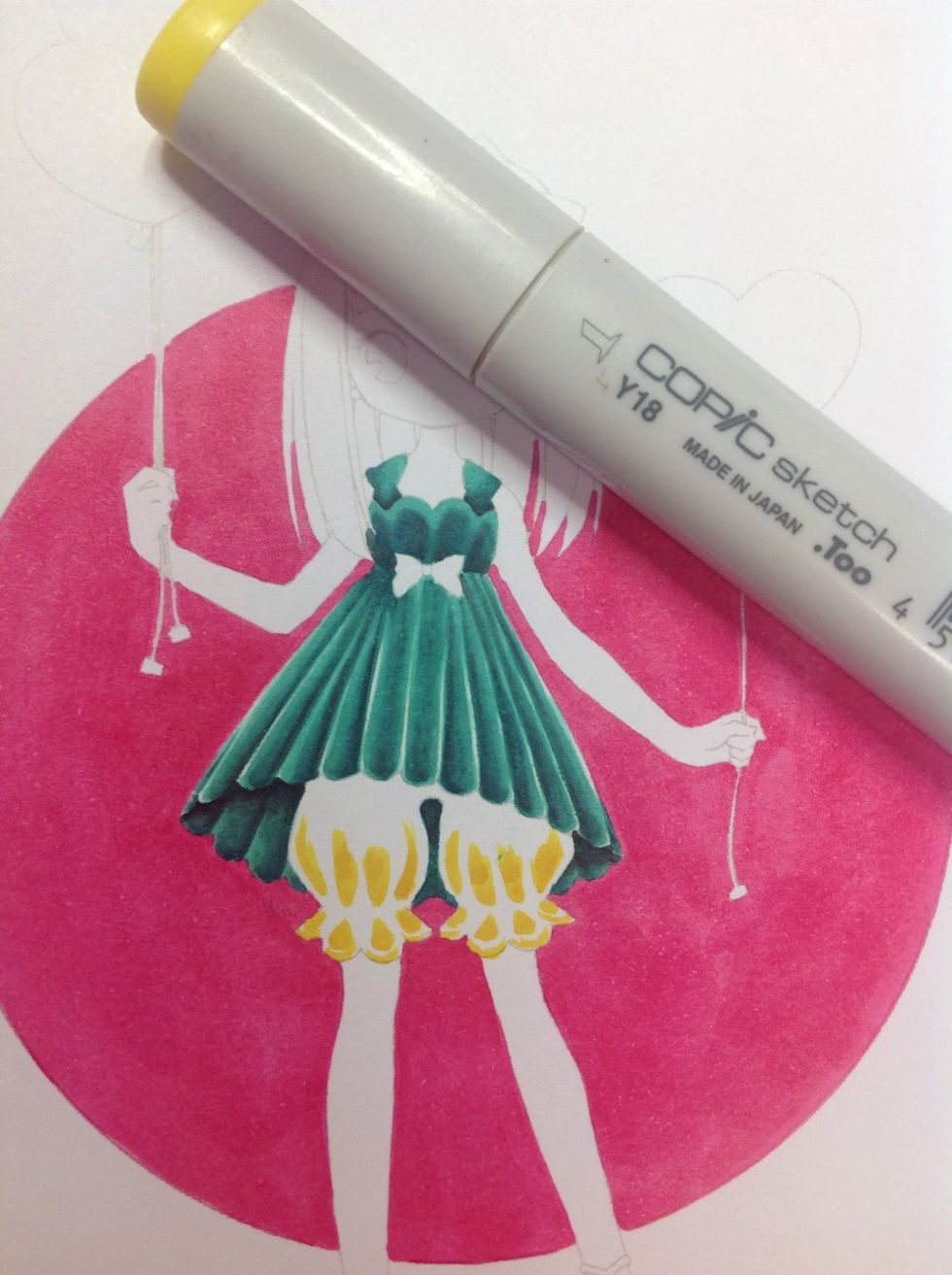 Begging forming the shape of the little pants using a medium/dark colour