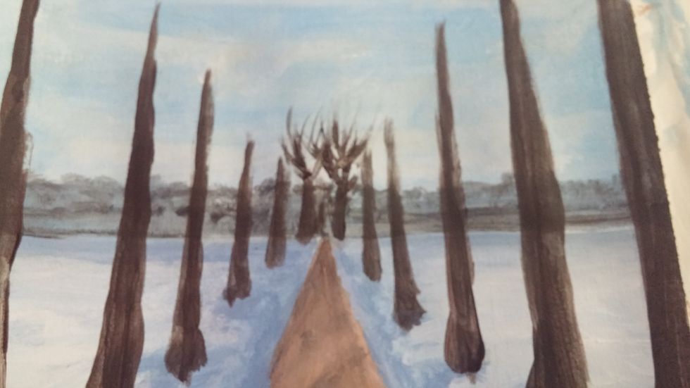 Begin adding branches. Be sure to start with the back trees so the overlapping is correct.