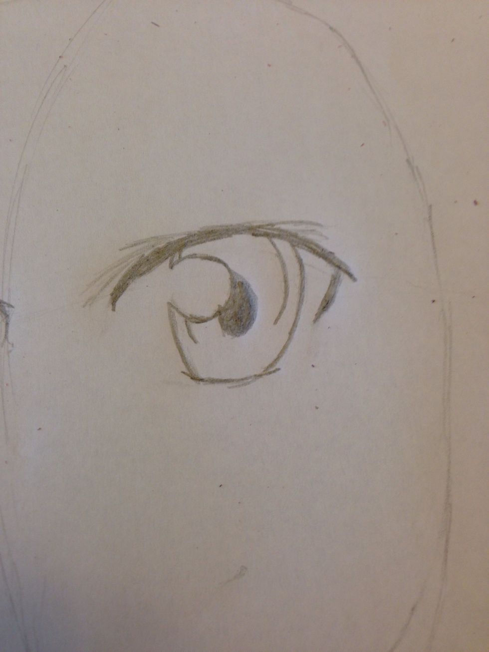 Begin adding the detailed part in his eye!