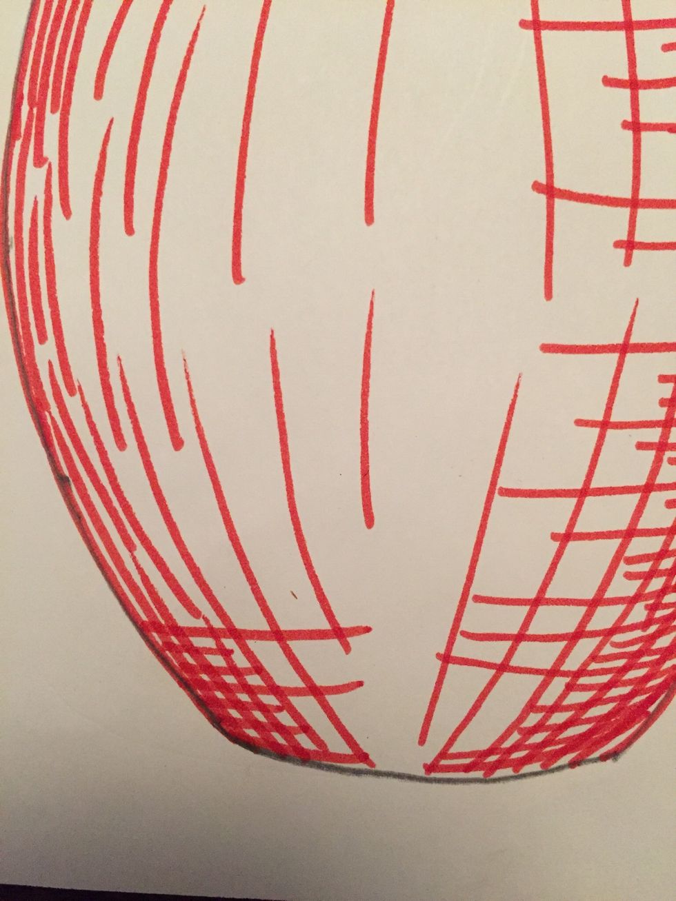 Begin adding your cross hatches. Vary the lengths: long, medium, short.