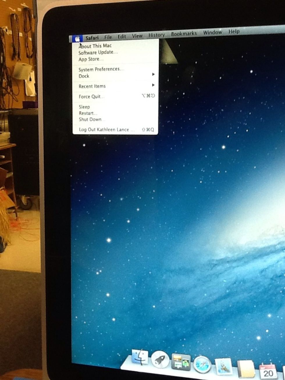 Begin by clicking on the Apple button on your Home screen.