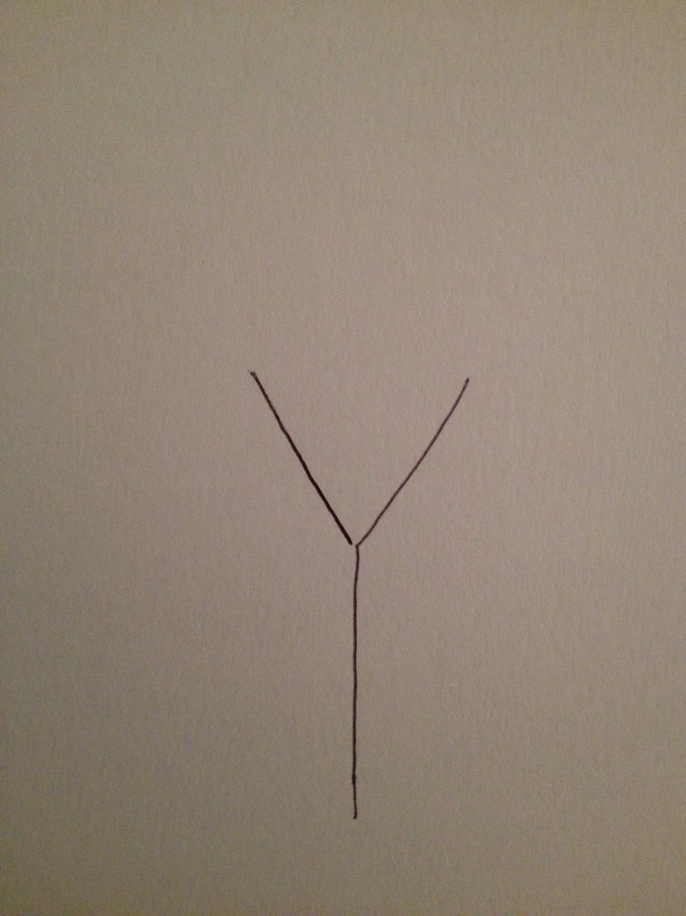 Begin by drawing a capital 'Y' shape.