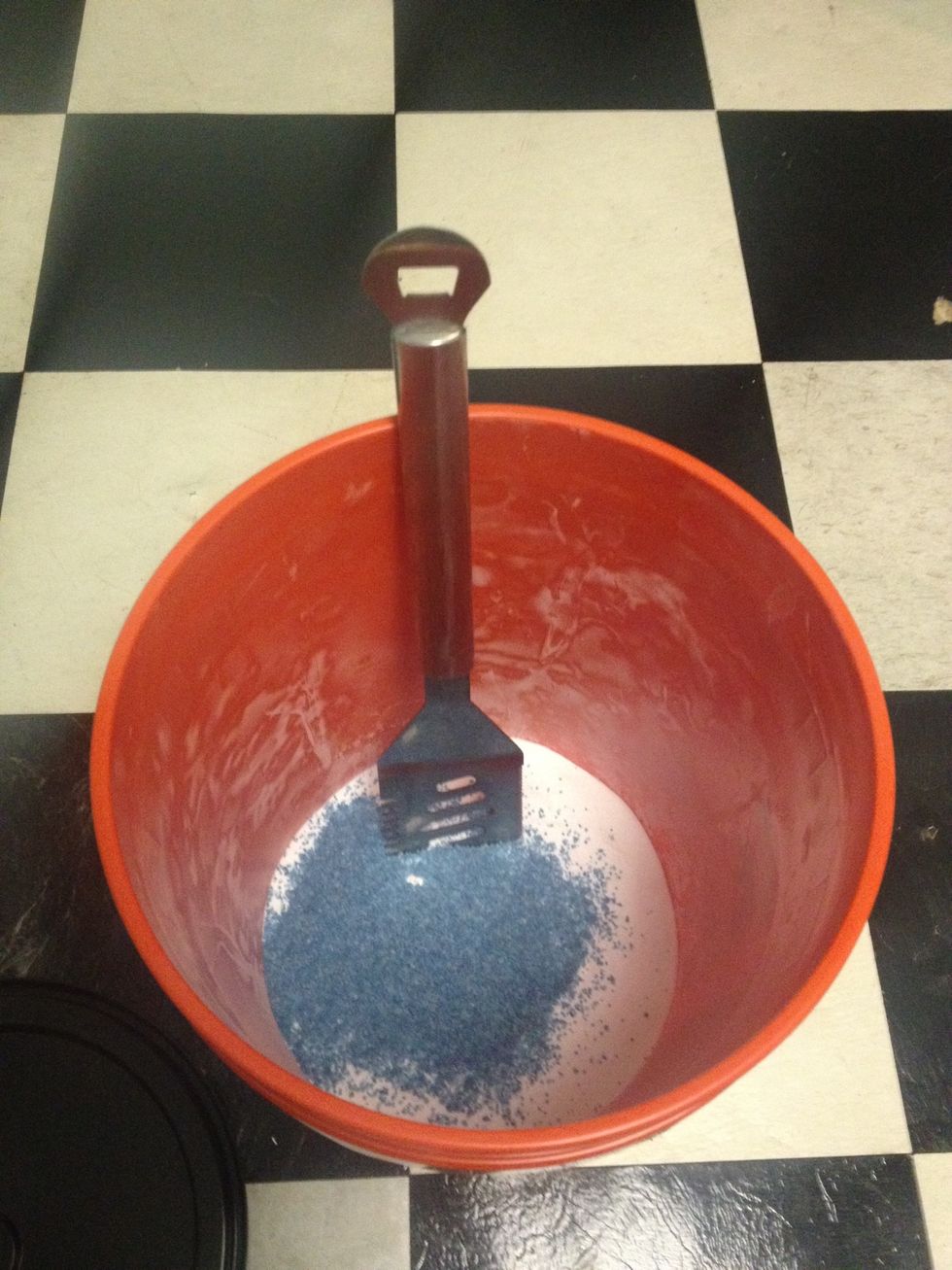 Begin by layering some of each product, mix well with a large spoon. Repeat this layering (I did 6 layers) and continue mixing as you go on.